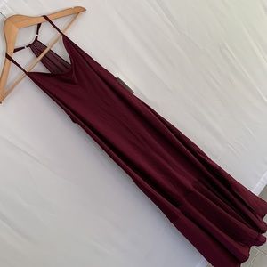 NWT H by Halston Halter Sheer Back Satin Slip Dress Ruffle Formal Evening Medium
